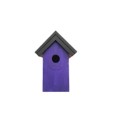 Houten vogelhuisje/nestkastje 22 cm - zwart/donker paars Dhz schilderen pakket
