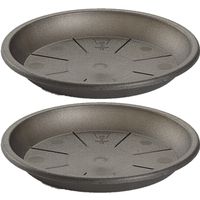 4x stuks opvangschaal Plantenpot antraciet rond 30 cm