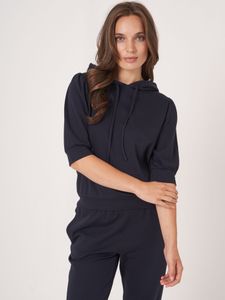 Hoodie van katoenmix met korte mouwen