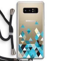 Gekleurde driehoekjes blauw: Samsung Galaxy Note 8 Transparant Hoesje met koord
