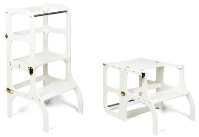 Ette Tete Leertoren Step'n Sit | Inklapbaar tot tafel en stoel | Wit met goud