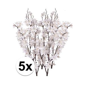 Witte appelbloesem - 5x - kunstbloem/tak - 57 bloemetjes - 84 cm