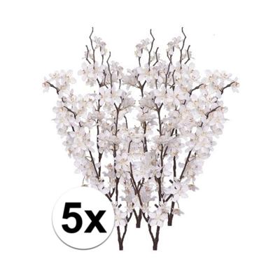 Witte appelbloesem - 5x - kunstbloem/tak - 57 bloemetjes - 84 cm
