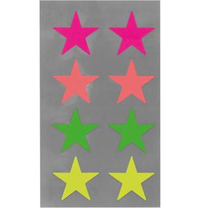 Hobby stickers - 64x stuks - sterren neon kleuren - sticker etiketten - dia 25 mm