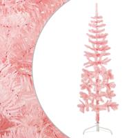 Kunstkerstboom half met standaard smal 180 cm roze - thumbnail