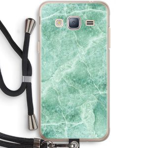 Groen marmer: Samsung Galaxy J3 (2016) Transparant Hoesje met koord