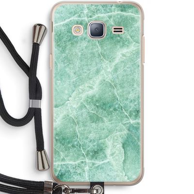 Groen marmer: Samsung Galaxy J3 (2016) Transparant Hoesje met koord