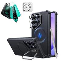 Galaxy S26 Ultra Bundle Cyber Tough Magnetic Case (Stash Stand) and Armorite® Screen Protector - Black