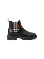 Burberry Kids bottines en cuir à carreaux - Noir