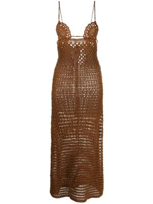 Alanui robe Mother Nature en crochet - Marron
