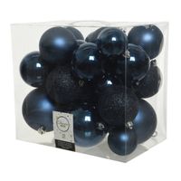 26x stuks kunststof kerstballen donkerblauw (night blue) 6-8-10 cm - Kerstbal - thumbnail