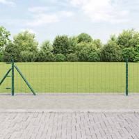 VidaXL Hek met paal groen 0,6 x 10 m staal en pvc