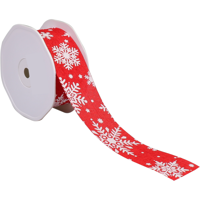 Lint | 38mm | 15m | Sneeuwvlok | Katoen | rood | 1 stuks