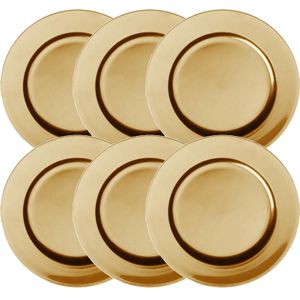 Set van 8x stuks diner onderborden goud rond kunststof 33 cm