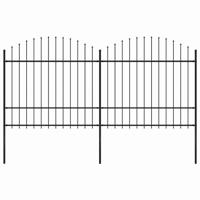 Tuinhek met speerpunt staal 359x175 cm zwart