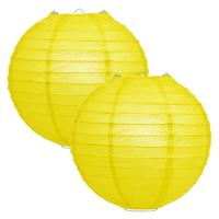 Luxe bol feest lampion - 2x - geel - dia 35 cm - papier