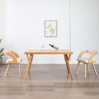 Eetkamerstoelen 2 st gebogen hout en kunstleer crèmekleurig