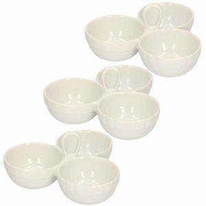 Set van 3x stuks snack/hapjes/borrelschaaltjes met greepje 3-vaks 20 x 9 cm