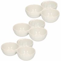 Set van 3x stuks snack/hapjes/borrelschaaltjes met greepje 3-vaks 20 x 9 cm