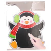 Kerst decoratie pinguin krijtbord sticker 31 x 38 cm