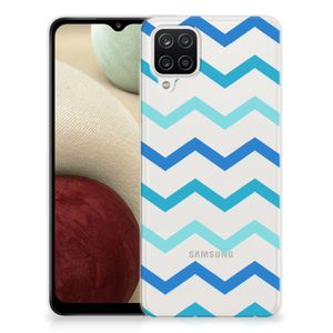 Samsung Galaxy A12 TPU bumper Zigzag Blauw