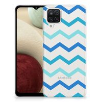 Samsung Galaxy A12 TPU bumper Zigzag Blauw - thumbnail