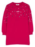 MSGM Kids robe ornée de cristaux à logo imprimé - Rose