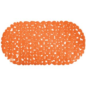 MSV Douche/bad anti-slip mat - badkamer - pvc - oranje - 35 x 68 cm   -