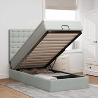 Ottoman bed met matrassen en LED's 90x200cm fluweel lichtgrijs