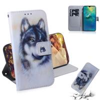Witte Wolf patroon gekleurde tekening horizontale Flip lederen case voor Huawei mate 20 met houder & card slots & portemonnee