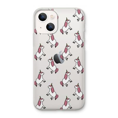 Eenhoorns overal: iPhone 13 mini Transparant Hoesje