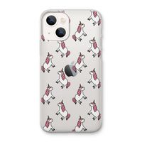 Eenhoorns overal: iPhone 13 mini Transparant Hoesje