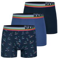 Happy Shorts Happy Shorts 3-Pack Boxershorts Heren Palm Beach Grijs/Blauw