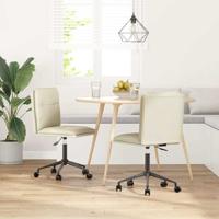 Eetkamerstoelen 2 st kunstleer crèmekleurig