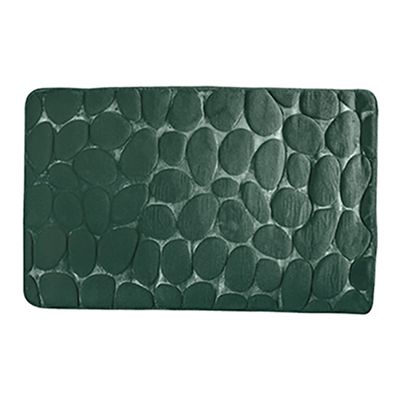 Badkamerkleedje/badmat tapijt - kiezel motief - vloermat - donkergroen - 50 x 80 cm - laagpolig
