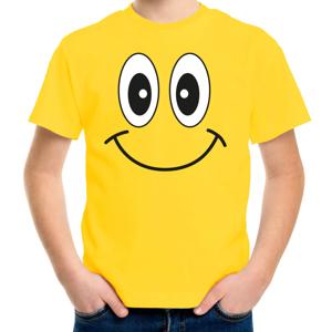 Verkleed t-shirt voor kinderen/jongens - Smile Emoticon - geel - feestkleding