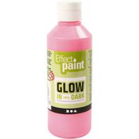 Creativ Company Glow in the dark verf - lichtrood, 250ml