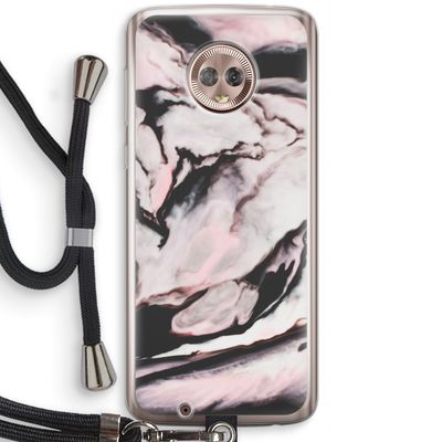 Roze stroom: Motorola Moto G6 Transparant Hoesje met koord