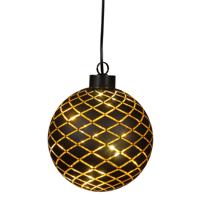 Verlichte kerstbal - goud?- D10 cm?- Diamant patroon - 8 LED lampjes - warm-wit - batterij Verlichte kerstbal - goud?- D10 cm?- Diamant patroon - 8 LED lampjes - warm-wit - batterij