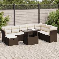 9-delige Loungeset met kussens poly rattan bruin 9-delige Loungeset met kussens poly rattan bruin