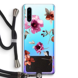 Geschilderde bloemen: Huawei P30 Transparant Hoesje met koord