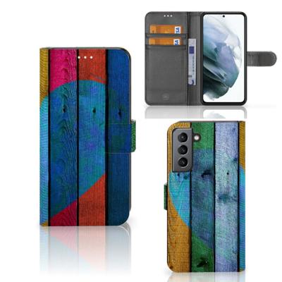 Samsung Galaxy S21 FE | Book Style Case | Wood Heart - Cadeau voor je Vriend