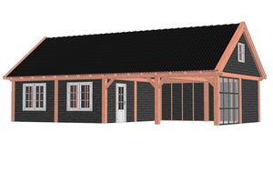 Buitenverblijf Zadeldak XXL 1250x700 cm - Combinatie 1- Zadeldak- Onbehandeld lariks Douglas hout- Trendhout