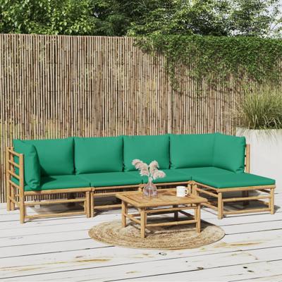 6-delige Loungeset met kussens bamboe groen