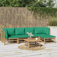 6-delige Loungeset met kussens bamboe groen