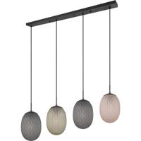 LED Hanglamp - Hangverlichting - Trion Feget - E27 Fitting - 4-lichts - Rechthoek - Mat Zwart - Metaal