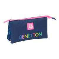 Pennenetui met 3 vakken Benetton Damero Marineblauw 22 x 12 x 3 cm
