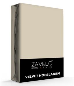 Zavelo Flanel Velvet Hoeslaken Taupe/Grijs-Lits-jumeaux (180x200 cm)