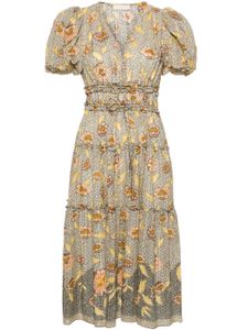 Ulla Johnson robe mi-longue Eloisa à fleurs - Jaune