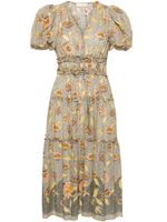 Ulla Johnson robe mi-longue Eloisa à fleurs - Jaune